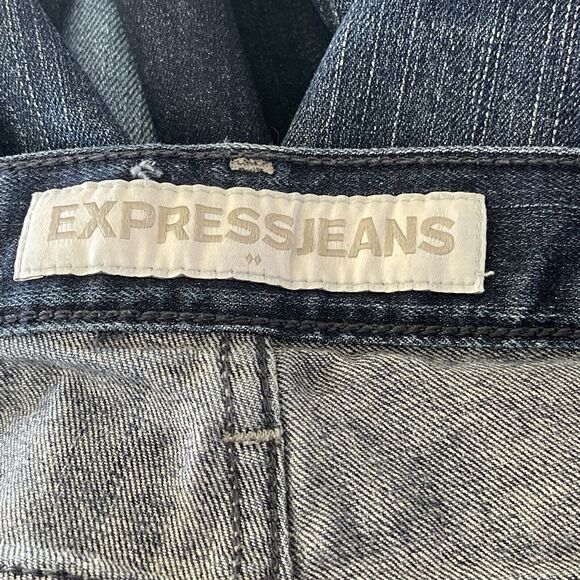 Express SZ 34x34 Alec Super Skinny Jeans Whiskered Pockets Mid-Rise Distressed - Picture 9 of 10